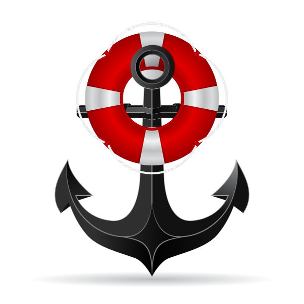 金属锚和救生圈挂在上面图片下载