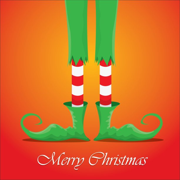 圣诞贺卡和卡通小精灵的腿图片下载