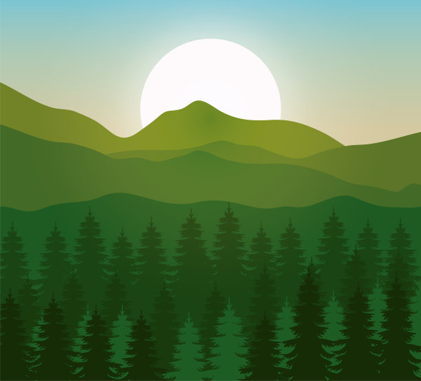 山地景观与森林设计图片下载