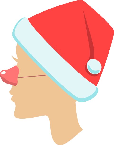 剪影的女性头圣诞老人的帽子图片下载