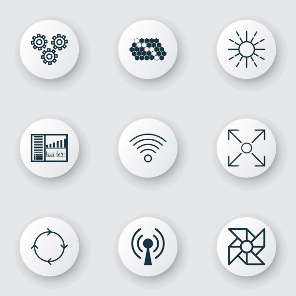 一套9个机器学习图标包括蜂巢图片下载
