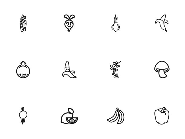 一组12可编辑的炊具轮廓图标图片下载