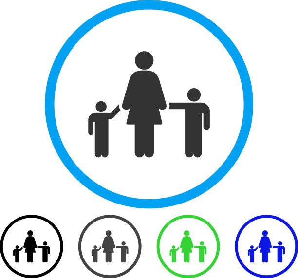 母亲和孩子的圆形图标图片下载