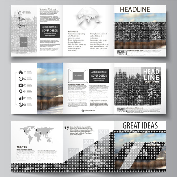 用于三折正方形设计的业务模板图片下载