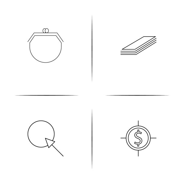 银行金融和货币简单的线性图标图片下载