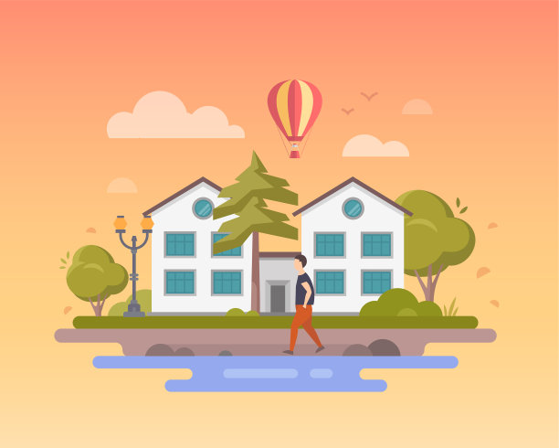 景观与风车-现代平面设计图片下载