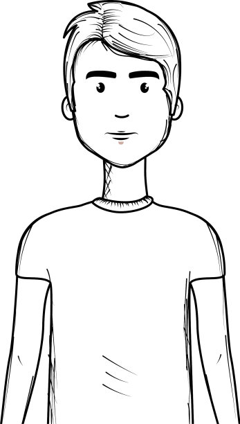 有发型和t恤的可爱男人图片下载