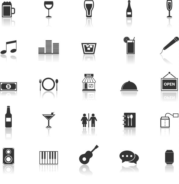 在白色背景上反射的栏图标图片下载