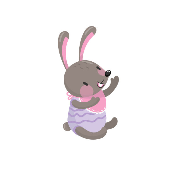 可爱的小兔子孤立地坐在白色上图片下载