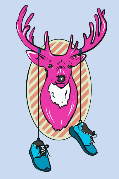 鹿头卡通粉色的鹿图片下载