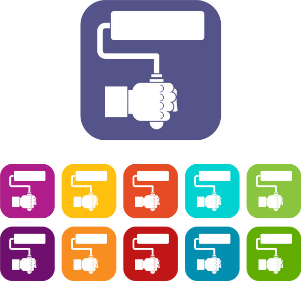 手握油漆滚轮图标设置平图片下载