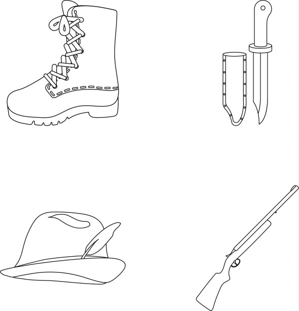 靴子刀带盖，枪帽带羽毛图片下载