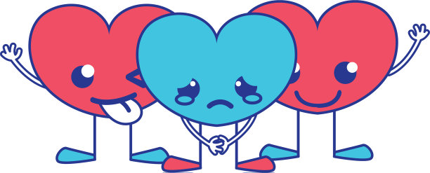 全彩色可爱的心朋友卡哇伊卡通图片下载