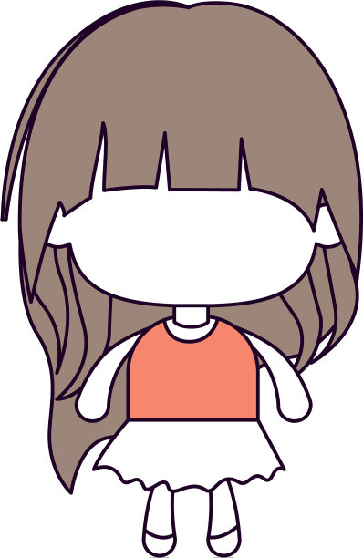 剪影彩色部分的无脸小女孩图片下载