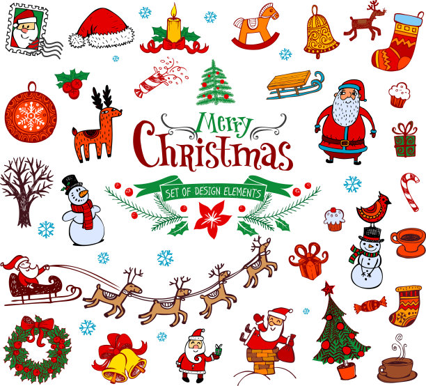 圣诞节涂鸦象征图片下载