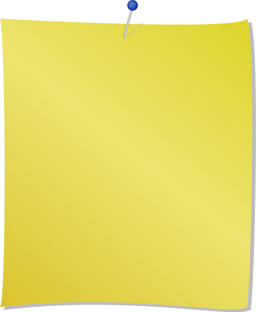 黄色便条本，附有蓝色别针图片下载