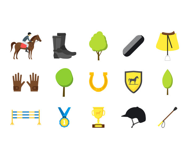 卡通设备骑师和元素设置图片下载