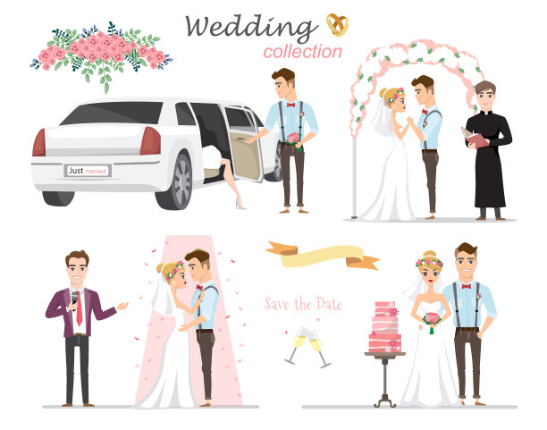 一套婚纱照新娘和新郎在爱图片下载