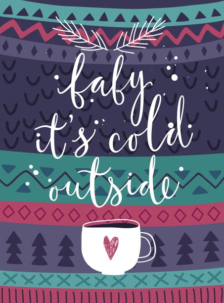 圣诞贺卡宝贝它的寒冷外面手画图片下载