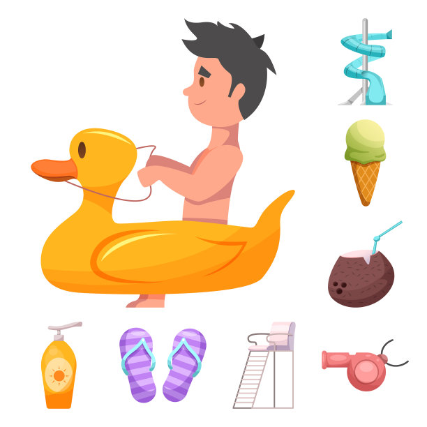 孤立对象的游泳池和游泳标志集图片下载