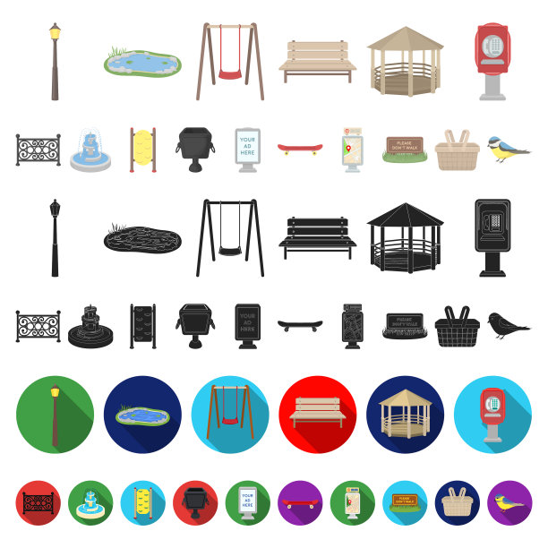 公园设备卡通图标集合图片下载