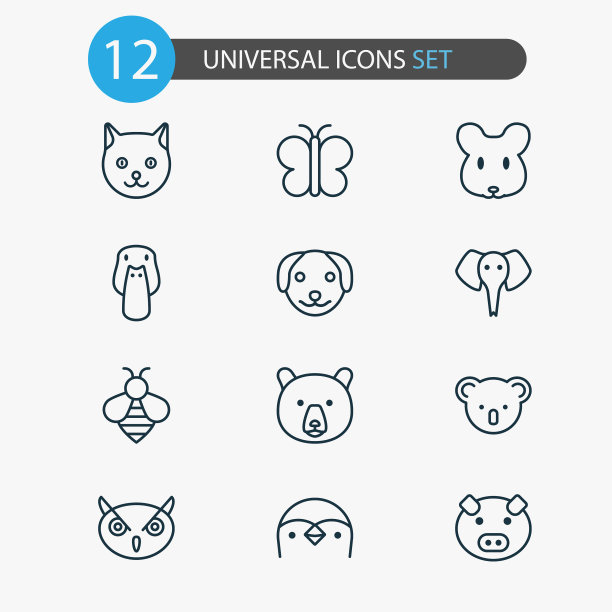 动物图标设置与企鹅，猫头鹰，熊和图片下载