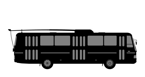 无轨电车的黑白图像图片下载