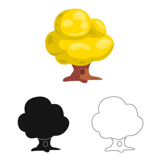 树和自然符号集图片下载