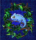 蓝色卡通风格微笑变色龙图片下载