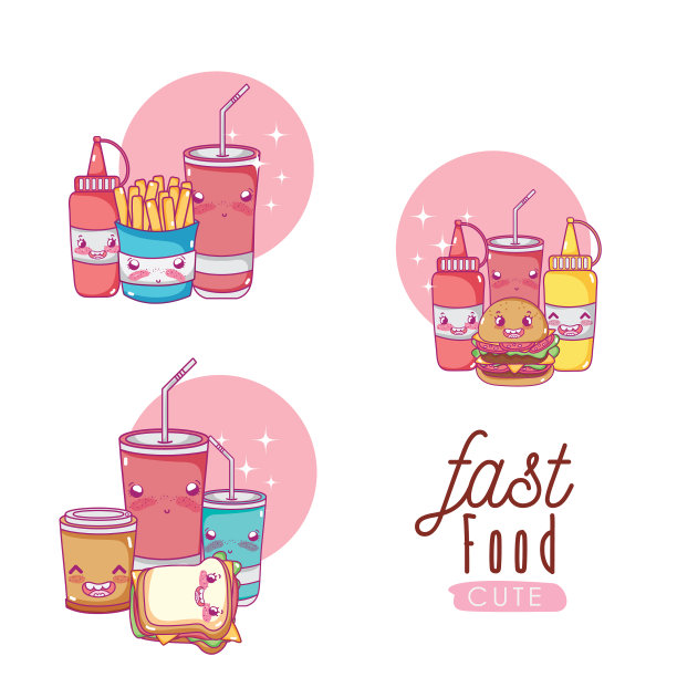 可爱的快餐卡哇伊卡通图片下载