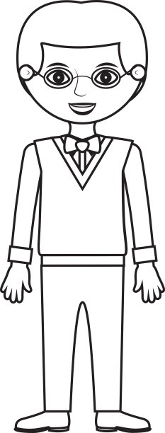 打着领结的老人剪影站在那里图片下载