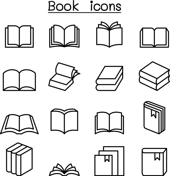 书图标设置在细线风格图片下载