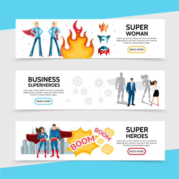 平的超级英雄横横幅图片下载