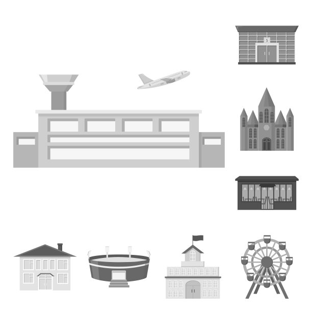 建筑和建筑单色图标集图片下载