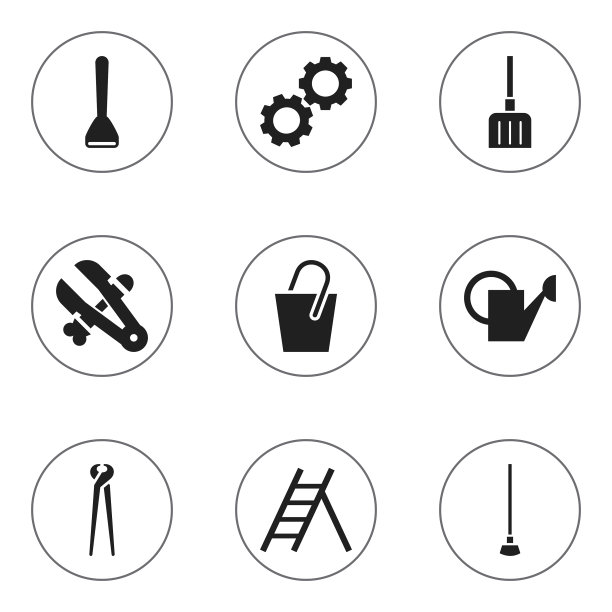 一组9可编辑的工具图标包括符号图片下载