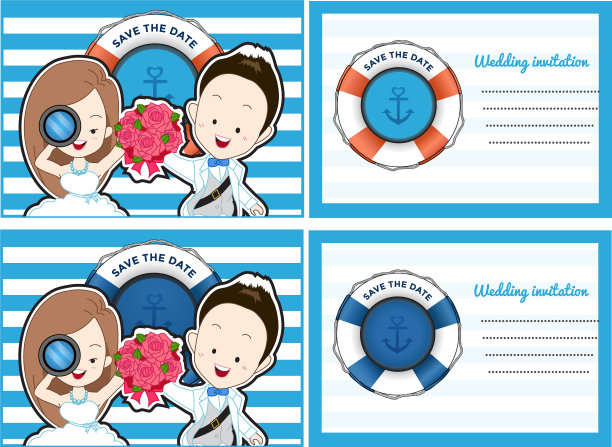 婚礼请柬在海盗和蓝海图片下载