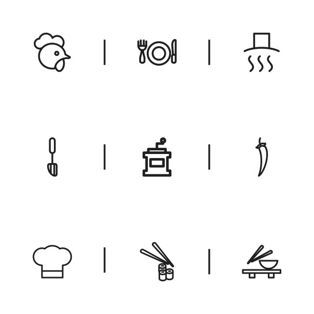 一套9可编辑的厨师图标包括符号图片下载