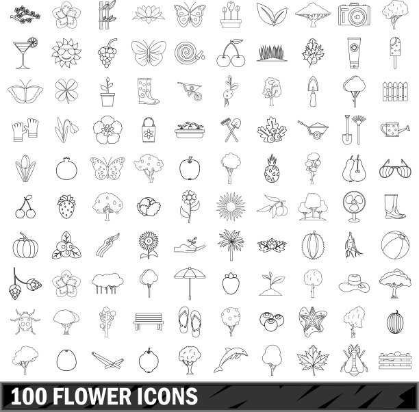 100花图标设置轮廓风格图片下载