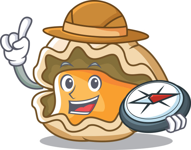 探险家牡蛎卡通风格吉祥物图片下载