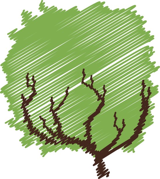 树植物手绘孤立图标图片下载