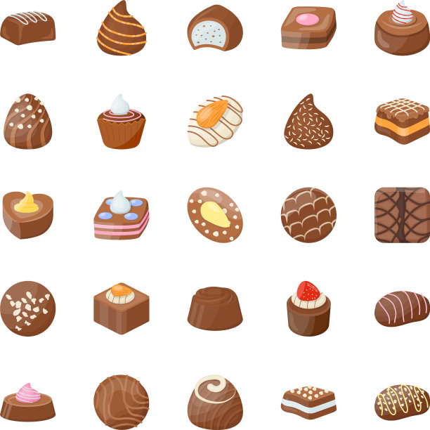 各式巧克力图标套装图片下载