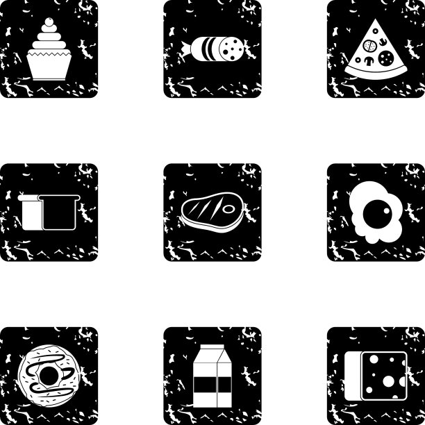 早餐图标的食物设置了垃圾摇滚风格图片下载