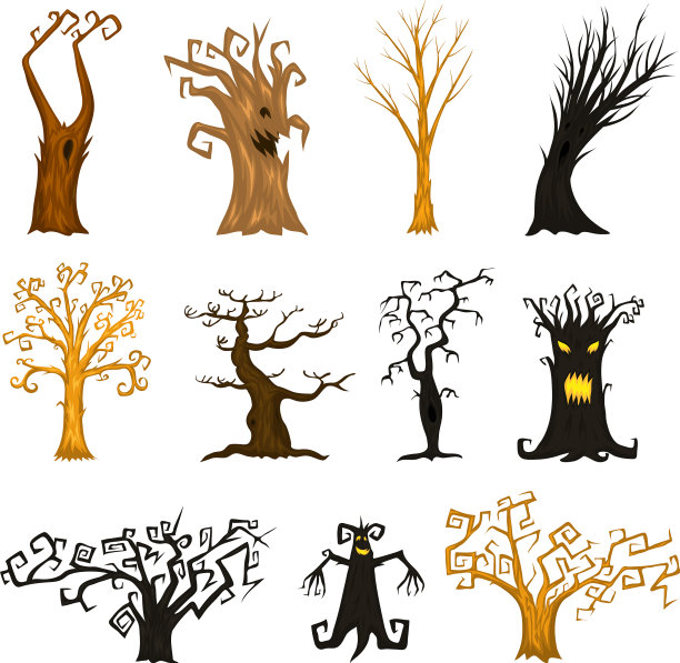 万圣节的树令人毛骨悚然或吓人图片下载