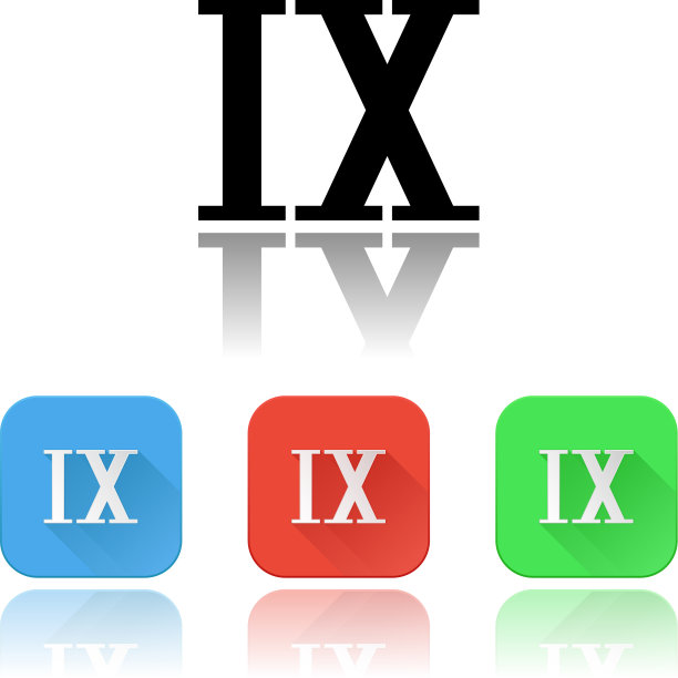 彩色罗马数字IX图标集图片下载