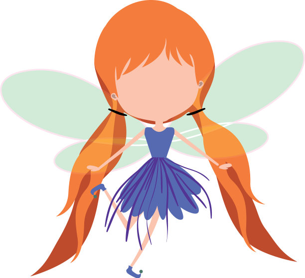 长着翅膀，没有脸和红头发的少女仙子图片下载