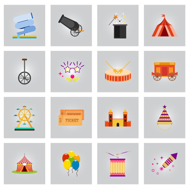 快乐巴西狂欢节日一套16个五彩缤纷图片下载