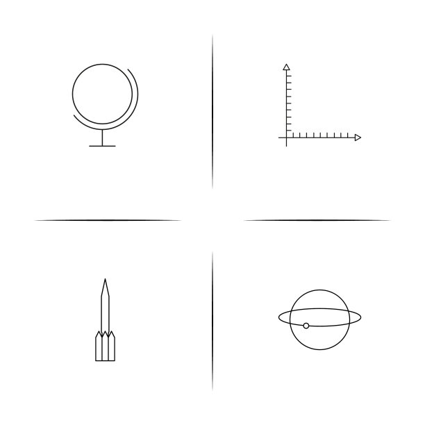 教育和科学简单的线性图标集图片下载