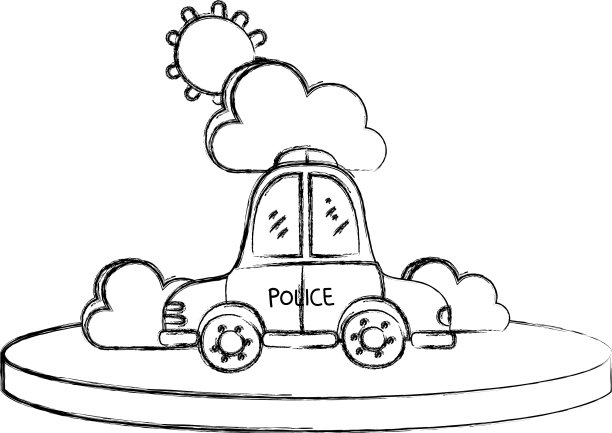 有云有太阳的垃圾警车服务图片下载