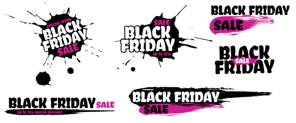 黑色星期五特价垃圾标志设置粉色特价图片下载