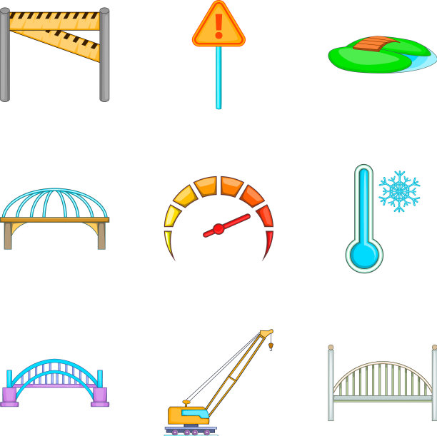 桥梁安装图标设置卡通风格图片下载